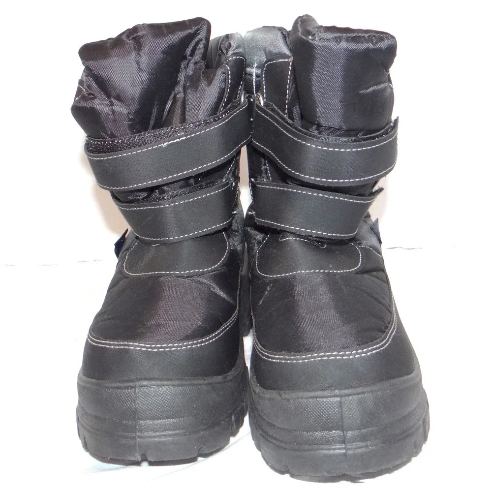 Storm Kidz Black Snow‎ Boots Big Kid 3 Double Strap Platform Winter Shoes